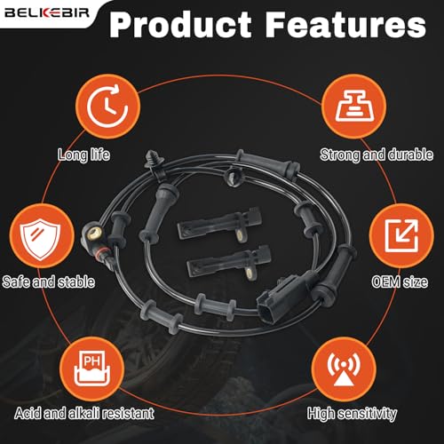 BELKEBIR 4PCS ABS Wheel Speed Sensor Front & Rear, Left & Right Compatible with 2007-2011 Jeep Wrangler 3.8L, 2012-2017 Jeep Wrangler 3.6L Replace 68003281AA, 68003281AB, 52125003AD, 52125003AB, 52125003AC - Image 4