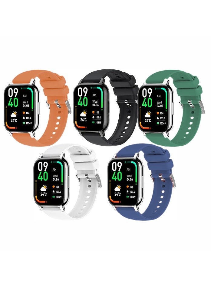 QIRG 5 Pcs Silicone Bands Compatible with Redmi Watch 5 Active/5 Lite，Soft Silicone Breathable Strap Sport Band for Men Women-Black/White/Blue/Orange/Green - Image 1