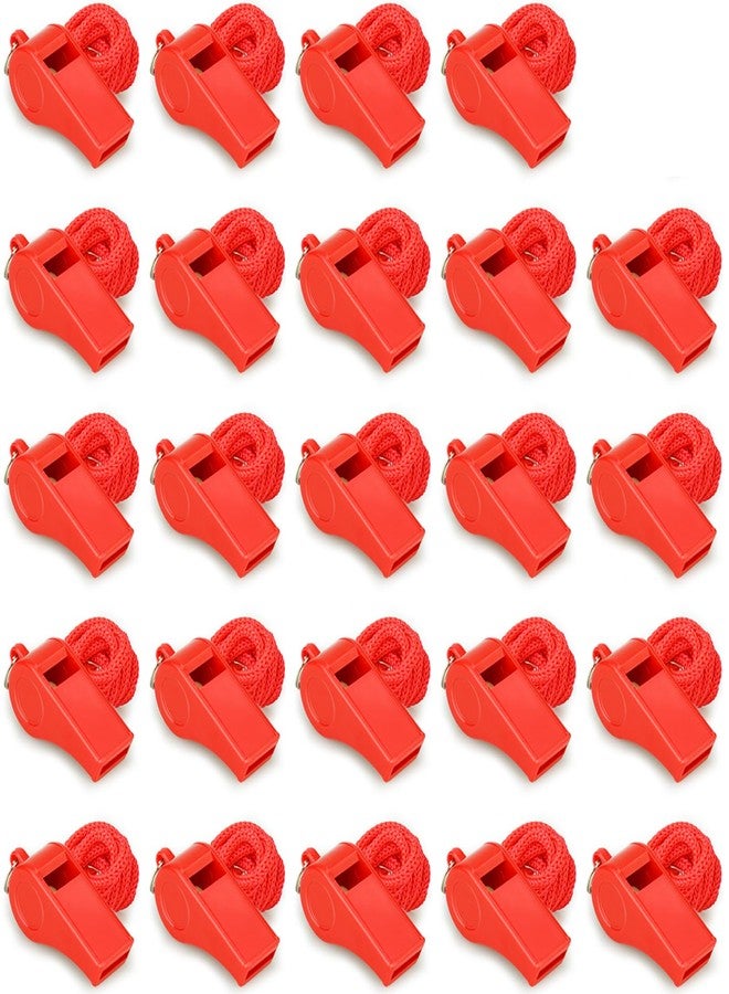 Hipat Whistle,24PCS Red Emergency Whistles with Lanyard, Loud Crisp Sound Plastic Whistles Bulk Ideal for Outdoor Sport，Lifesaving，and Officials - Image 1