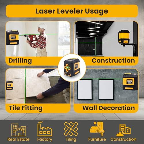 TOMAHAWK® TLL 02-D-C, Compact 2 Green Line Laser Level - 98ft Green Cross Self-Levelling Laser Line for Construction Vertical/Horizontal Magnetic Base, Adjustable Brightness - Image 3