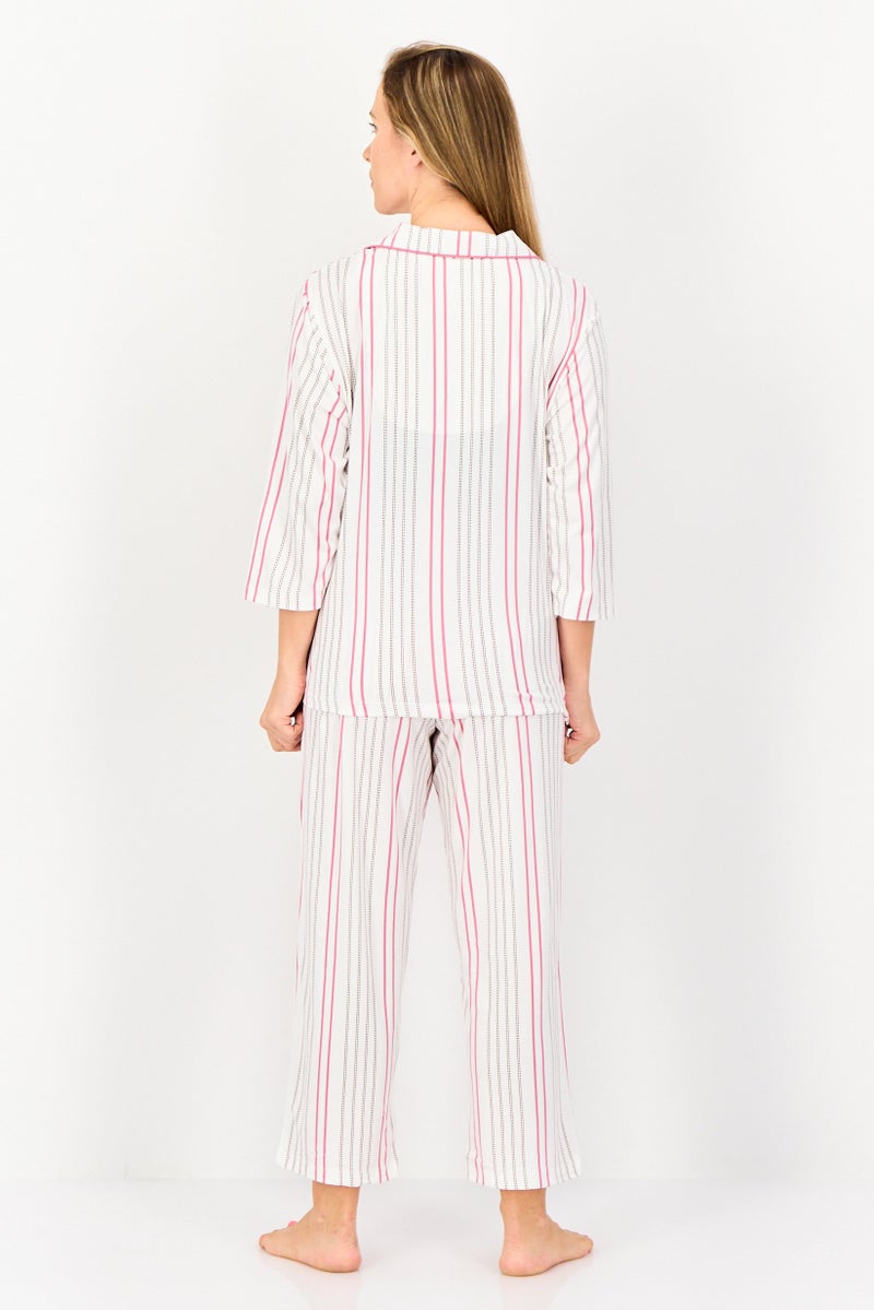 Jones New York Women 2 Pcs Petite Stripe Top And Pyjamas Sleepwear Set, Multicolor - Image 2