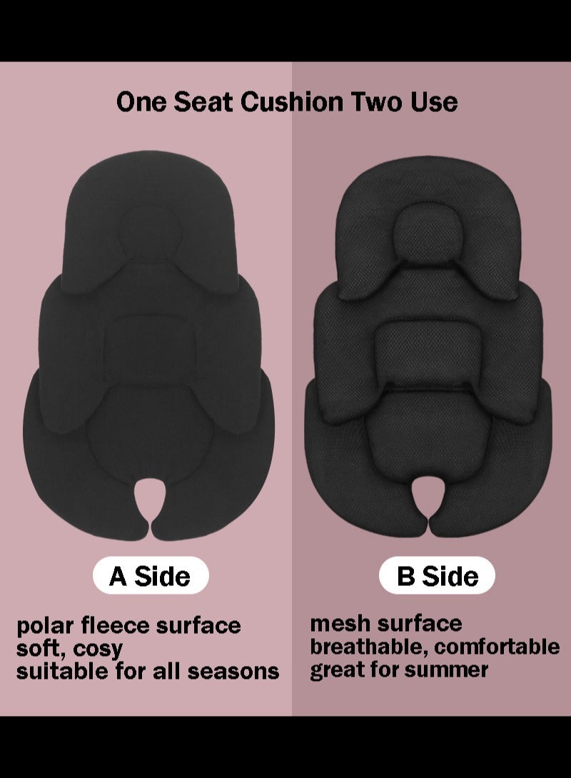 Baby Seat Pad Liner for Stroller, Head and Body Support Pillow, Infant Car Seat Insert, for Newborn to Toddler Stroller Cushion (Black) - Image 2