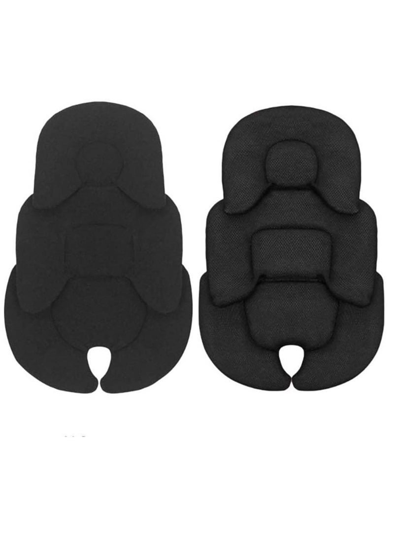 Baby Seat Pad Liner for Stroller, Head and Body Support Pillow, Infant Car Seat Insert, for Newborn to Toddler Stroller Cushion (Black) - Image 1