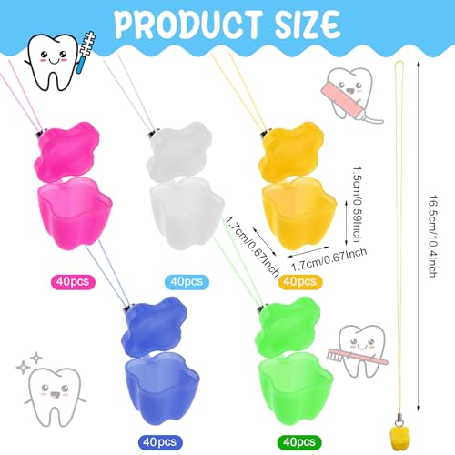 Haomian 200-Piece Tooth Saver Necklaces, Tooth Necklace Little Box for Lost Teeth, Milk Teeth Storage Cases for Children Tooth Fairy Bag School Classroom Party Supply - Image 2