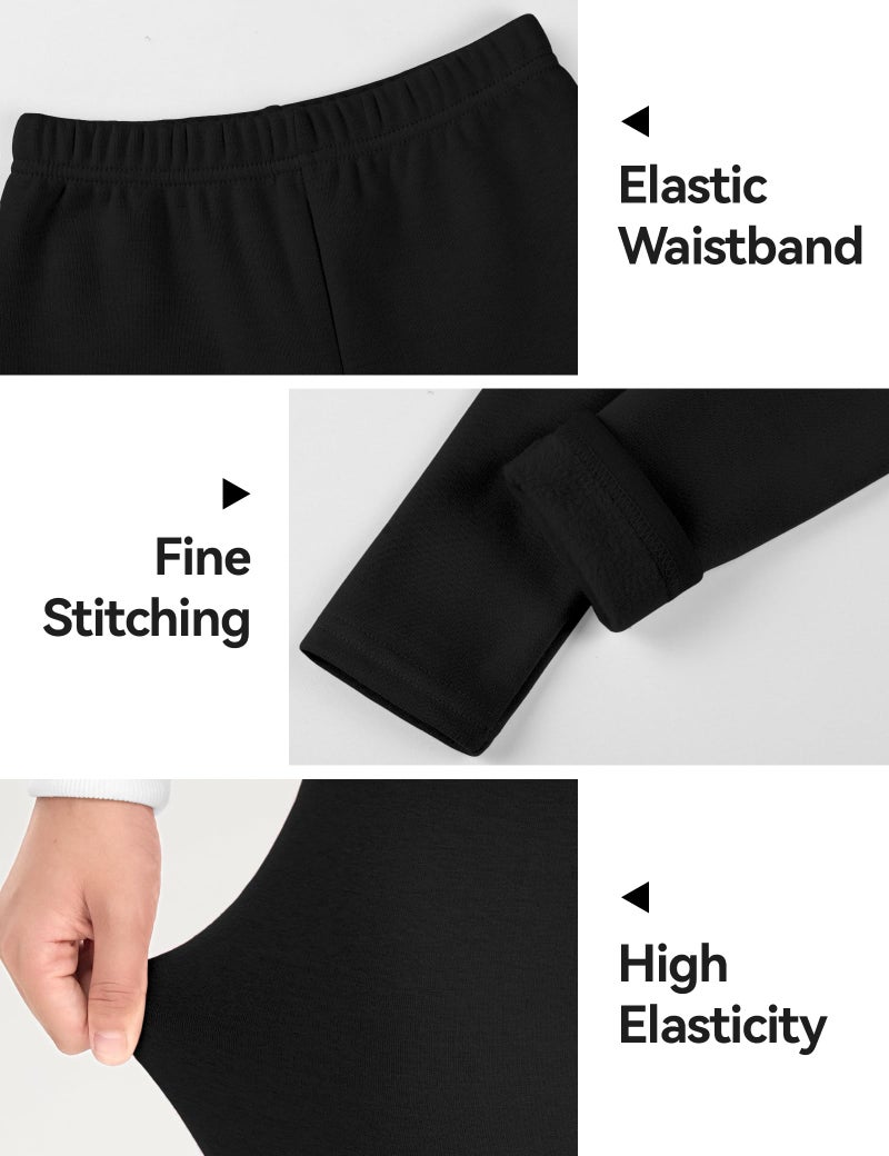 KEREDA Girls Fleece Lined Leggings Winter Warm Pants for Kids 5-6 Years Black - Image 5