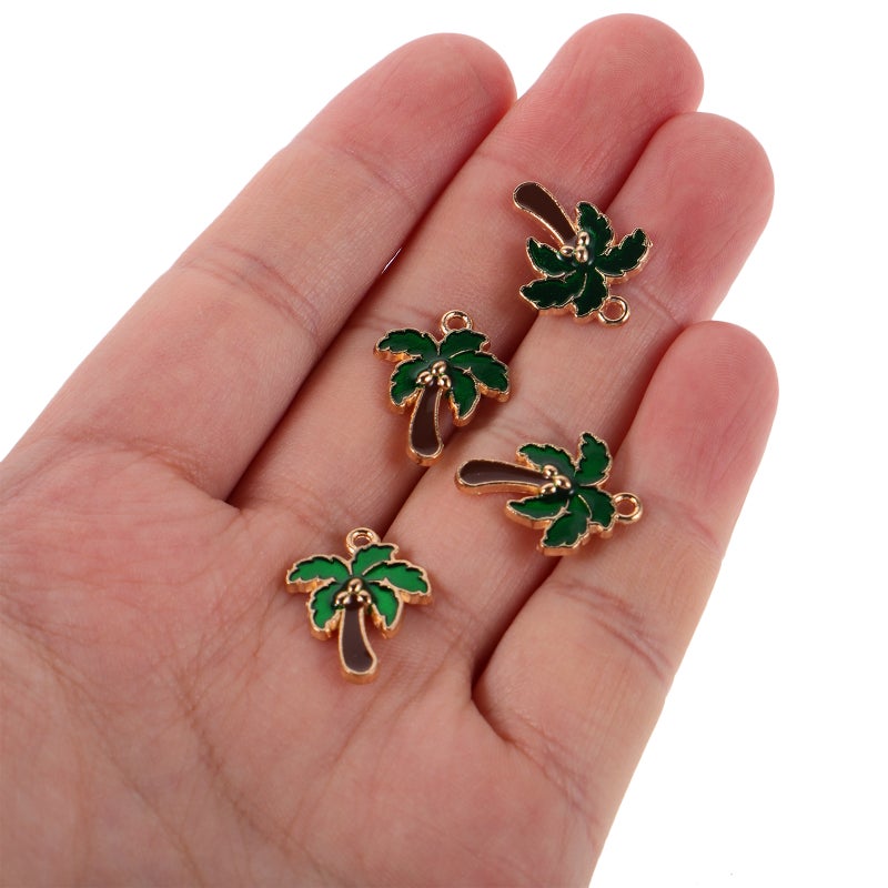 80Pcs Coconut Tree Charms Necklace Earrings Bracelet Keychain Pendant Accessories For Daily Wear Travel And Gift Giving In Green - Image 4