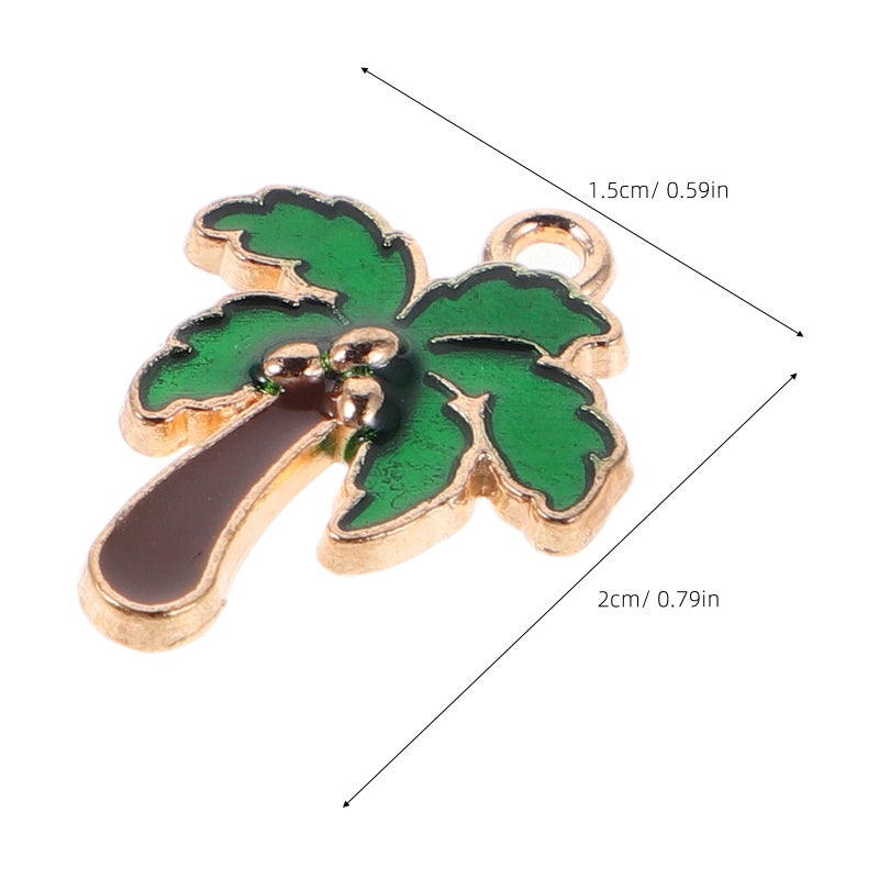 80Pcs Coconut Tree Charms Necklace Earrings Bracelet Keychain Pendant Accessories For Daily Wear Travel And Gift Giving In Green - Image 2