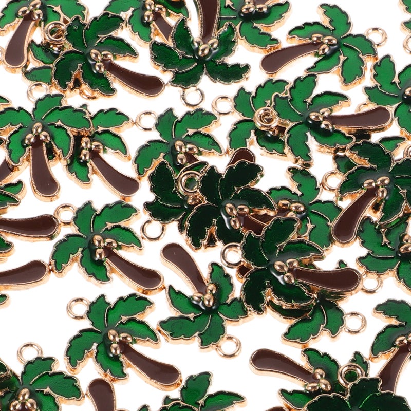 80Pcs Coconut Tree Charms Necklace Earrings Bracelet Keychain Pendant Accessories For Daily Wear Travel And Gift Giving In Green - Image 3