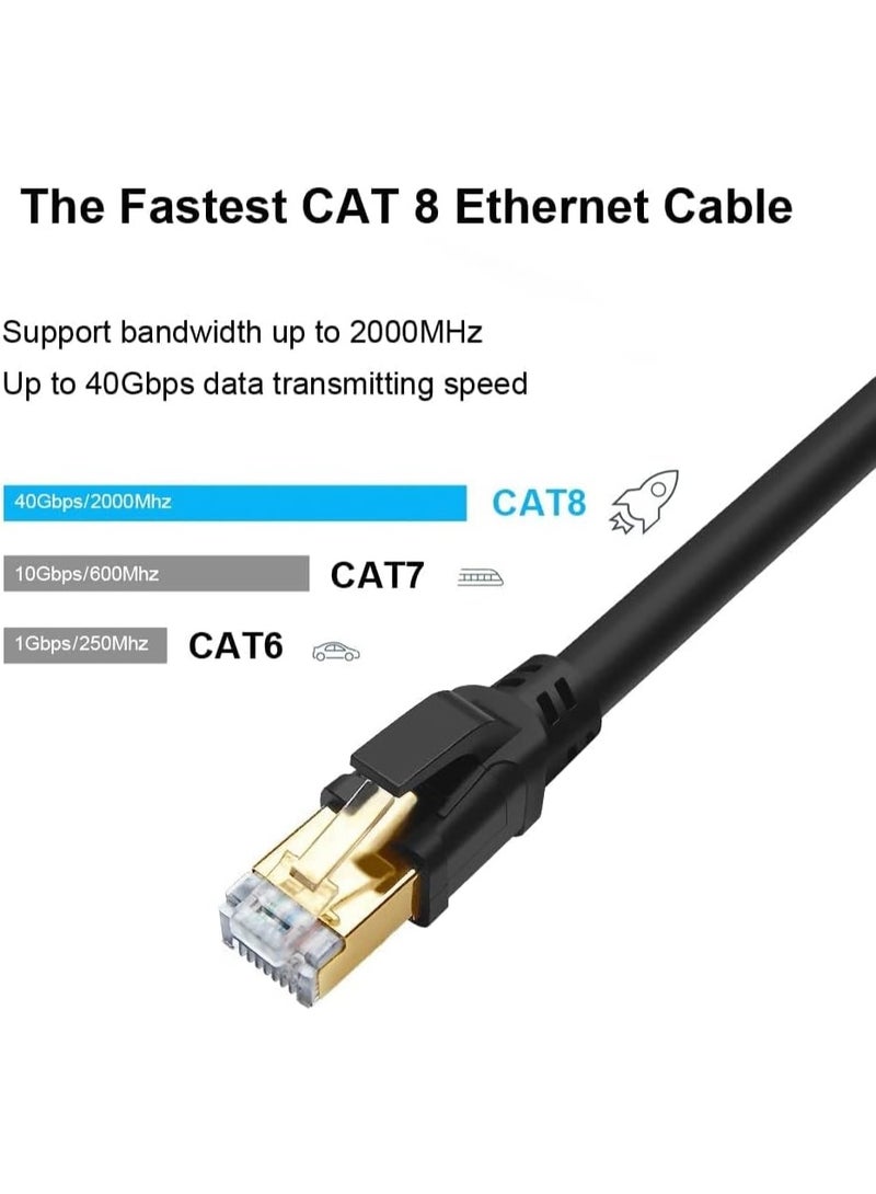 epicarma CAT8 Ethernet Cable 3M 40Gbps 2000MHz High Speed LAN Network Cable, 26AWG Shielded SSTP with Gold-Plated RJ45 Connector for Router, Modem, Gaming PC, Laptop, Switch, Ultra Fast Internet Cable - Image 4