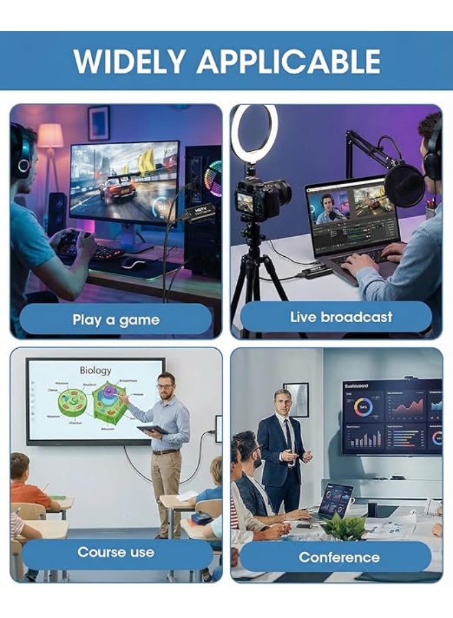 كارت التقاط فيديو HDMI USB 2.0 | جهاز تسجيل صوت وصورة 1080P للبث المباشر والألعاب والاجتماعات - Image 2