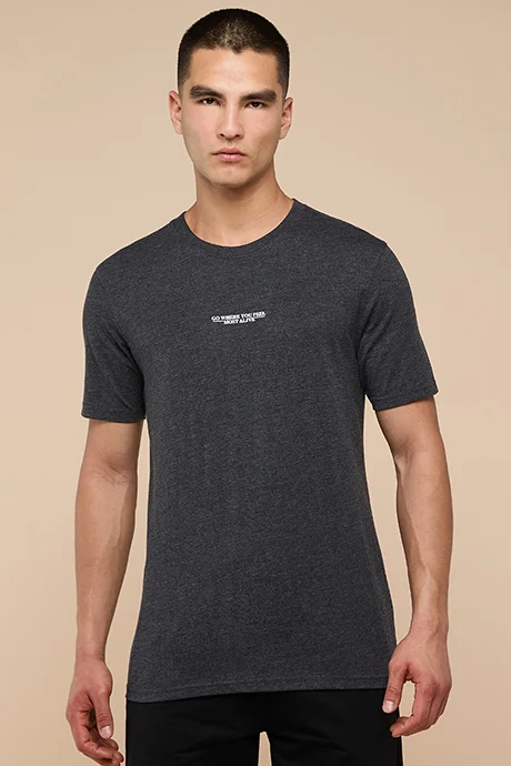 R&B Typography Print T-Shirt with Crew Neck and Short Sleeves