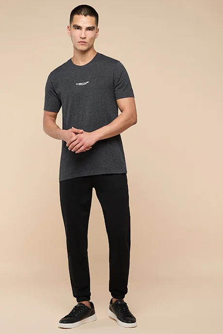 R&B Typography Print T-Shirt with Crew Neck and Short Sleeves