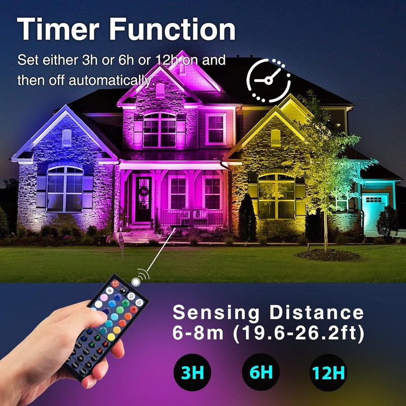 Onforu أضواء المسرح 2 حزمة 48 واط LED غسالة جدارية، ضوء بار RGB خارجي مقاوم للماء IP66 مع توقيت، أضواء غسيل بألوان DIY مع جهاز تحكم عن بعد 44 مفتاح لحفلات الزفاف في الحدائق - Image 5