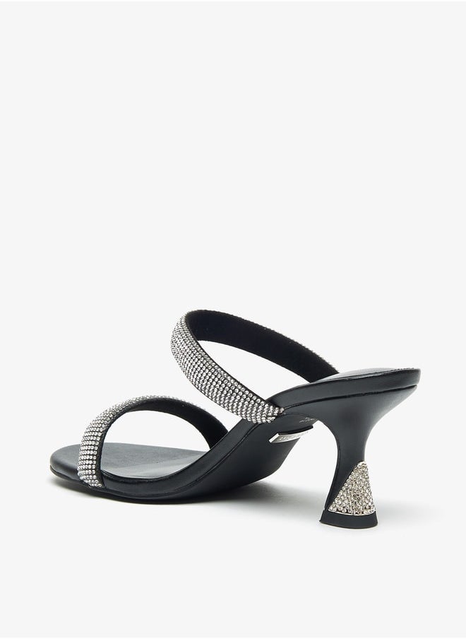 Celeste Women's Embellished Slip-On Sandals with Flared Heels  - Image 2