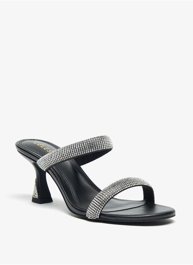 Celeste Women's Embellished Slip-On Sandals with Flared Heels  - Image 1