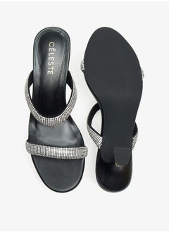 Celeste Women's Embellished Slip-On Sandals with Flared Heels  - Image 4