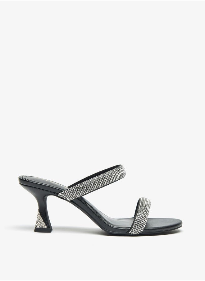Celeste Women's Embellished Slip-On Sandals with Flared Heels  - Image 3