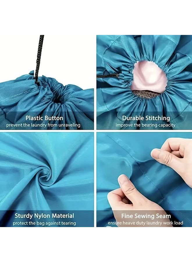 Gray Laundry Bag With Drawstring Portable Foldable Storage Organizer For Home Travel - Image 4