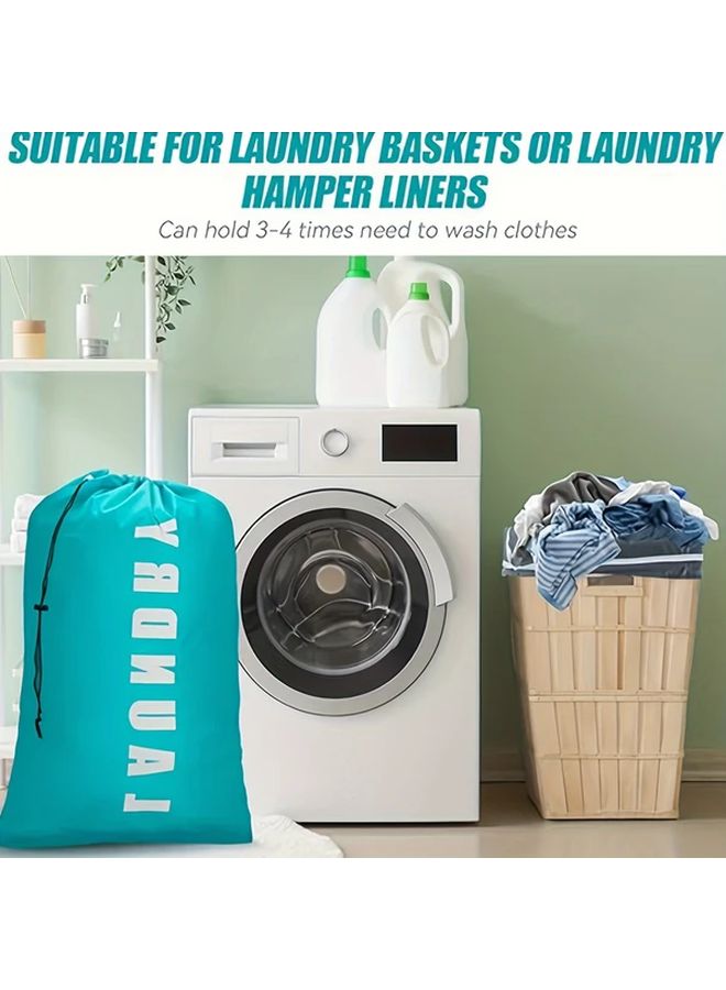 Gray Laundry Bag With Drawstring Portable Foldable Storage Organizer For Home Travel - Image 3