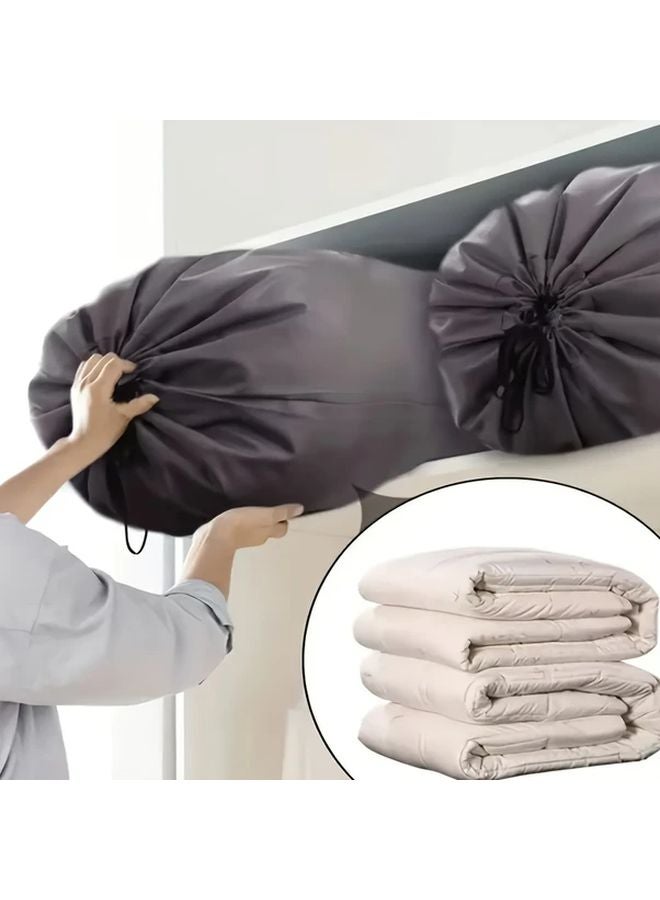 Gray Laundry Bag With Drawstring Portable Foldable Storage Organizer For Home Travel - Image 5