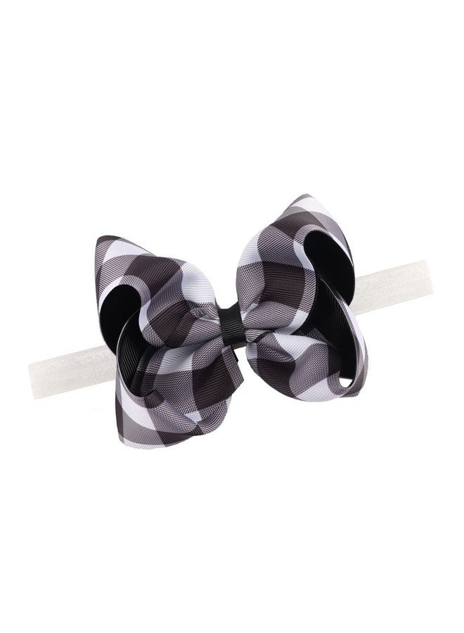 BBTDIN Baby Checkered Plaid Headband Bow Checkered Hair Band Baby Buffalo Plaid Hair Band Bow BBG82 (B2-Black White) - Image 1