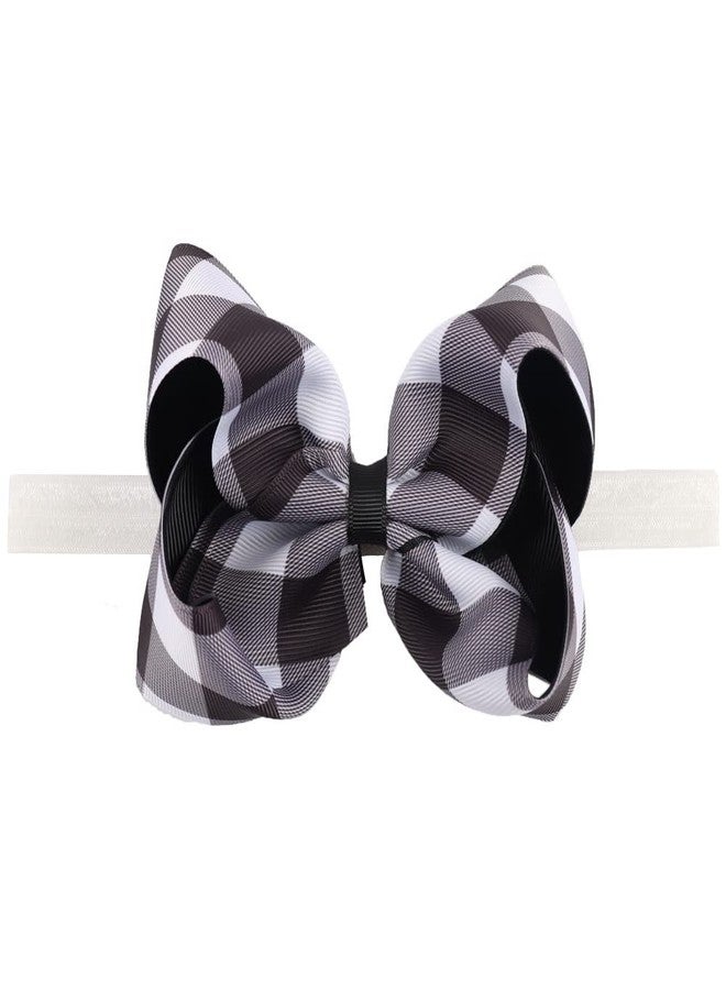BBTDIN Baby Checkered Plaid Headband Bow Checkered Hair Band Baby Buffalo Plaid Hair Band Bow BBG82 (B2-Black White) - Image 2