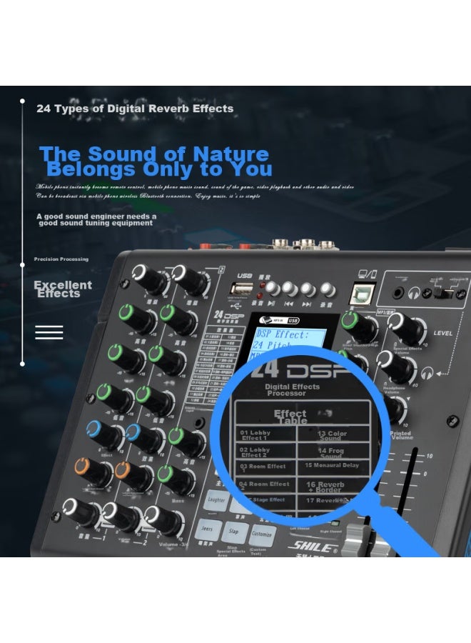 Shile Professional Four-Channel Mixer Sound Card, Remote Video Conferencing, Event Performance Mixing Console, Tianqin Shiba - Image 3