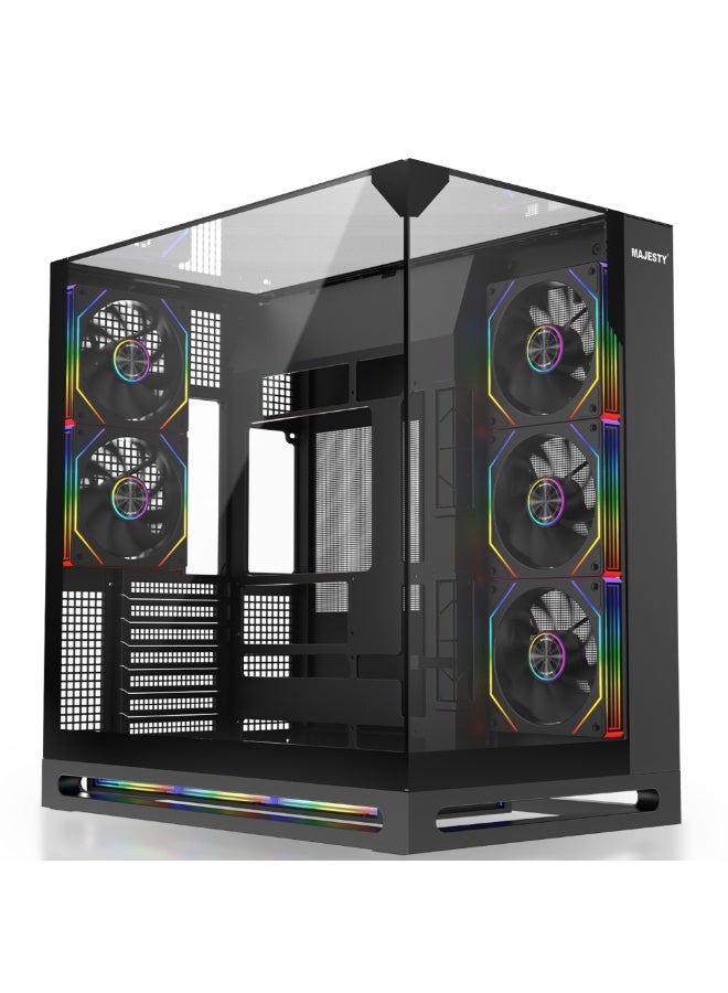 ماجيستي كيس ألعاب ماجيستي فالكون اكس Mid Tower | تبريد 8 مراوح ARGB | دعم لوحات ATX | منفذ Type-C و USB 3.0 | تصميم هاي إند | أسود - Image 1