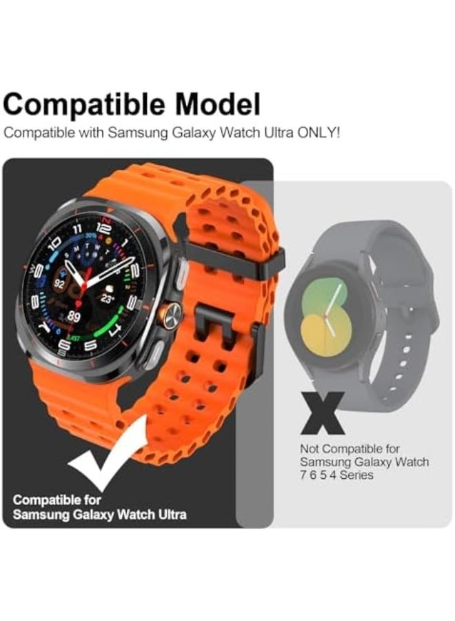 Compatible with Samsung Galaxy Watch Ultra Strap Silicone Ocean Band Soft Replacement Bands for Galaxy Ultra 47mm Watch 2025 2024 Women Men - Image 2