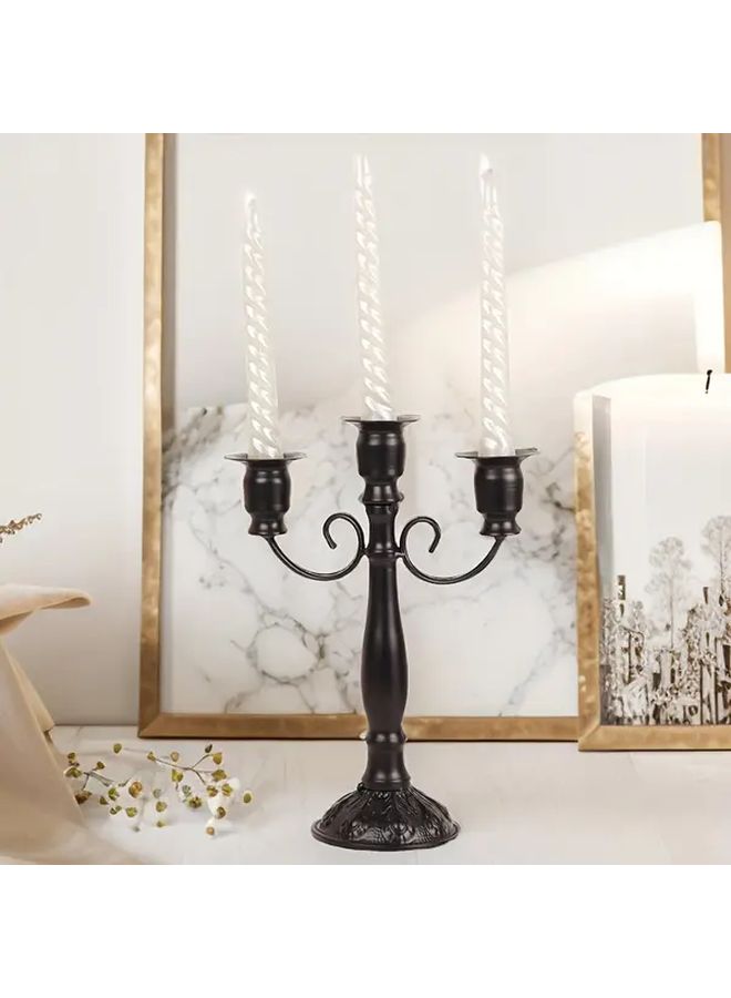 Black Taper Candle Holder Elegant Ornate Metal Candelabra for Wedding Centerpiece - Image 5