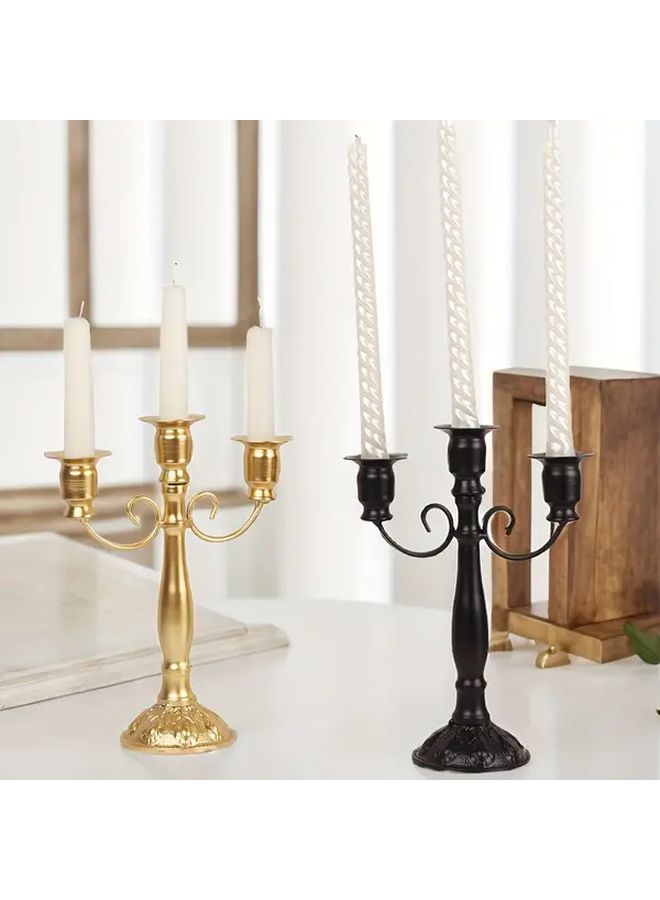 Black Taper Candle Holder Elegant Ornate Metal Candelabra for Wedding Centerpiece - Image 4
