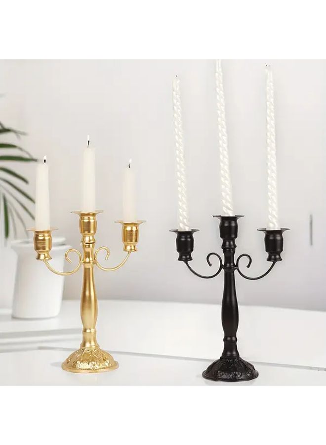 Black Taper Candle Holder Elegant Ornate Metal Candelabra for Wedding Centerpiece - Image 1