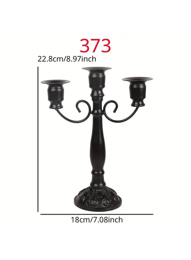 Black Taper Candle Holder Elegant Ornate Metal Candelabra for Wedding Centerpiece - Image 3