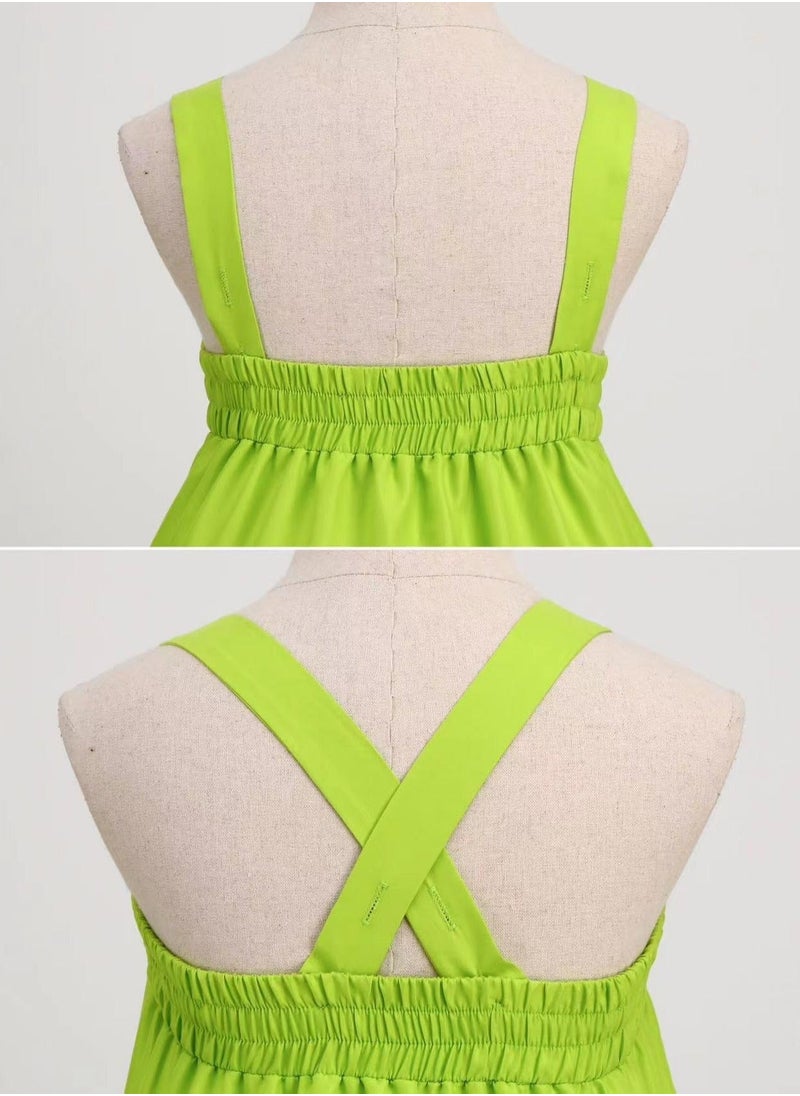 Generic - Green Fairy Princess Dresses for Girls Tinkerbell Costume Cosplay Set Flower Spirit Fluffy Skirt Birthday Party Dress Up Clothes Gifts 100cm - Image 1
