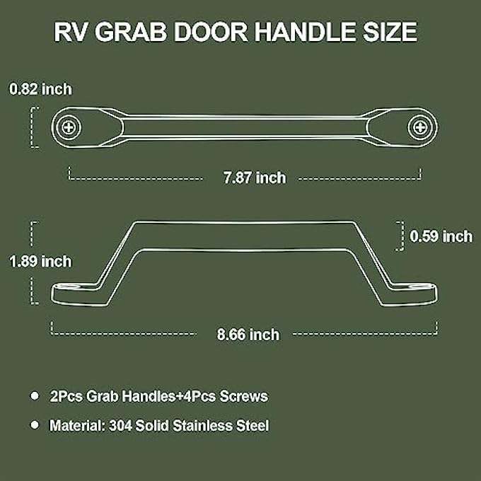 rayihni 2Pcs Rv Grab Door Handle Heavy Duty 304 Stainless Steel Metal For Camper Trailer Cargo Trailer Motor Home Boat Automotive Cart - Image 2
