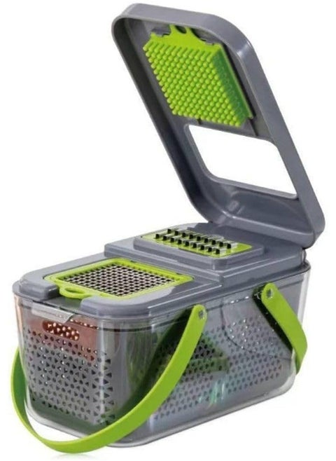 Vegetable Slicer Multi Blade Slicer Strainer + Storage Box with Airtight Lid Set of 22 in Practical Bag for Cutting Storage Organization in One Product B