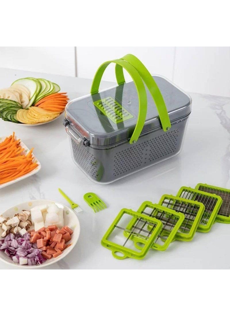 Generic - Vegetable Slicer Multi Blade Slicer Strainer + Storage Box with Airtight Lid Set of 22 in Practical Bag for Cutting Storage Organization in One Product B - Image 1