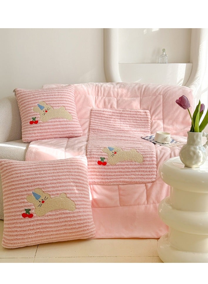 Towel Embroidery Pillow And Blanket Can Be Used For Both Car And Sofa Cushions, Suitable For Travel, Airplanes, Trains, Beds, Offices, And Rest  - Image 1