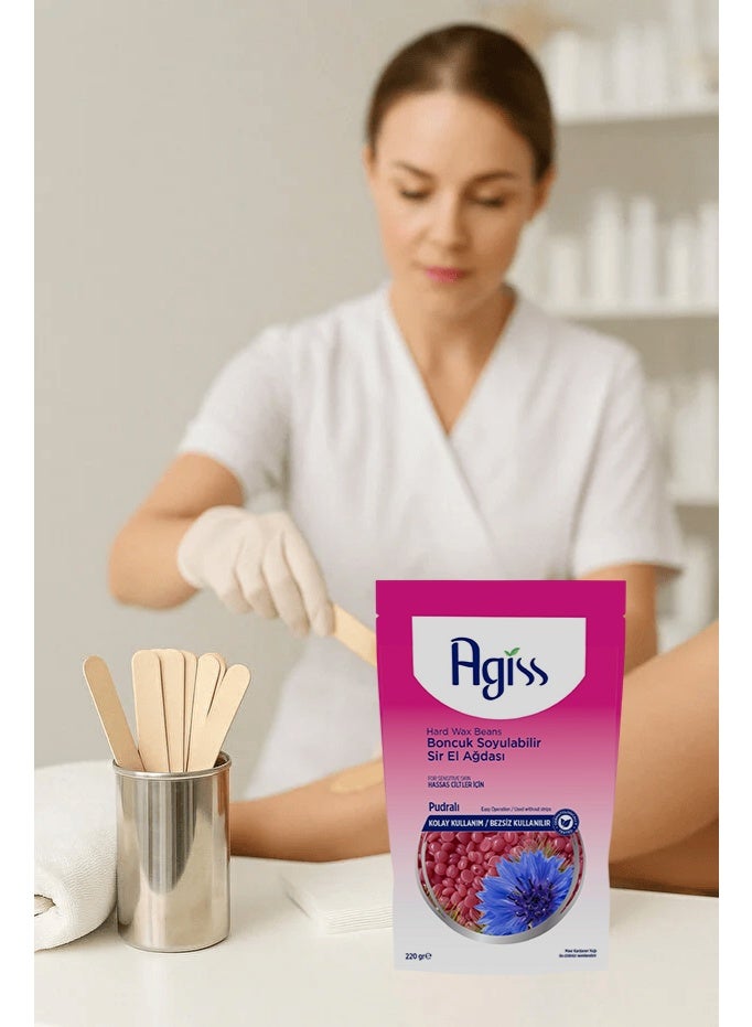 Agiss Powdered Hard Wax Beans – 220g Sensitive Skin Peel-Off Wax with Blue Cornflower Oil | Stripless Professional Hair Removal for Bikini, Face & Body | Redness-Reducing Formula - Image 3