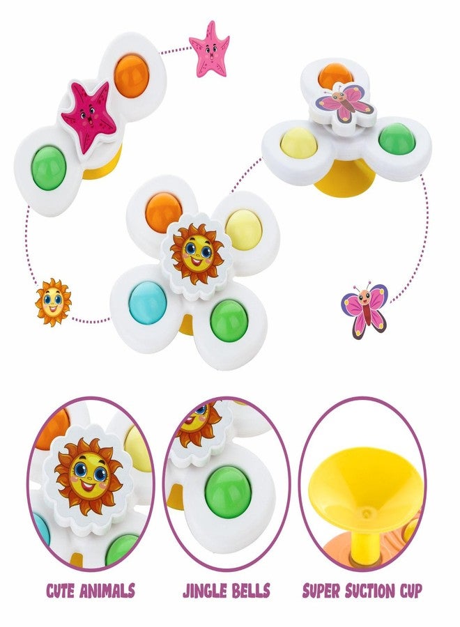 Cable World Baby Spinner Toy for Baby Bath Toys Water Toys for Kids Suction Cup Fidget Spinner Sensory Toddler Infant Flight Travel Toy Stick to Car Window Gift for Kids 3 Pcs ( Insect Design ) - Image 2