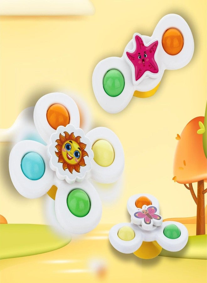Cable World Baby Spinner Toy for Baby Bath Toys Water Toys for Kids Suction Cup Fidget Spinner Sensory Toddler Infant Flight Travel Toy Stick to Car Window Gift for Kids 3 Pcs ( Insect Design ) - Image 1