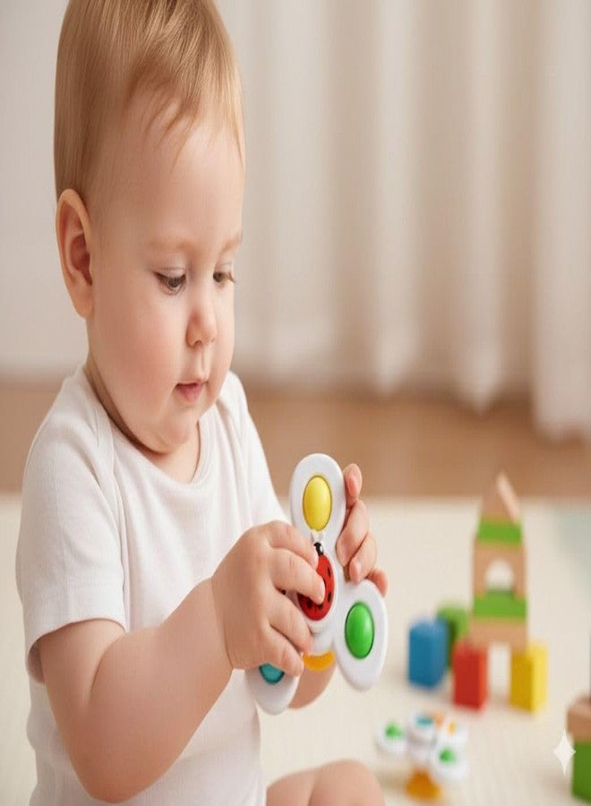 Cable World Baby Spinner Toy for Baby Bath Toys Water Toys for Kids Suction Cup Fidget Spinner Sensory Toddler Infant Flight Travel Toy Stick to Car Window Gift for Kids 3 Pcs ( Insect Design ) - Image 4