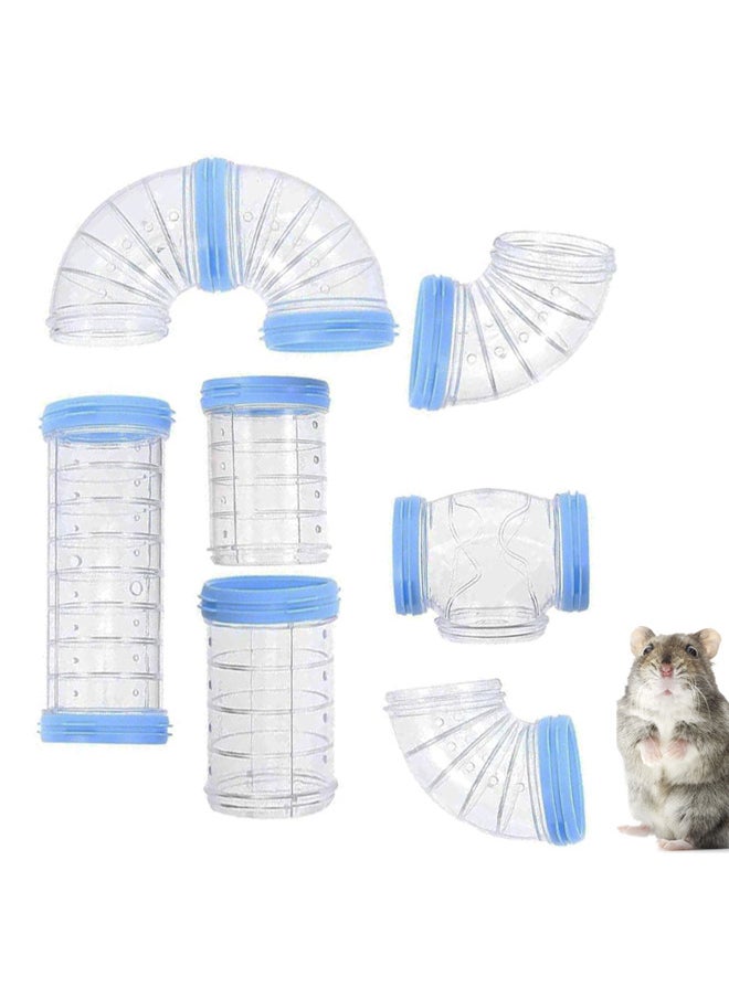 Neostyle 8PCS Hamster Tube Set,Transparent DIY Connection Adventure Tunnel Expansion(Blue-diameter 5.5cm)  - Image 1