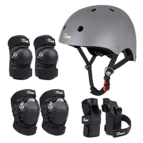 JBM Adult & Kid Skating Protective Gear Set for Beginner to Advanced, Skateboard Helmet Knee and Elbow Pads with Wrist Guards for Inline Roller Skating, Scooter, Skateboarding - Image 1