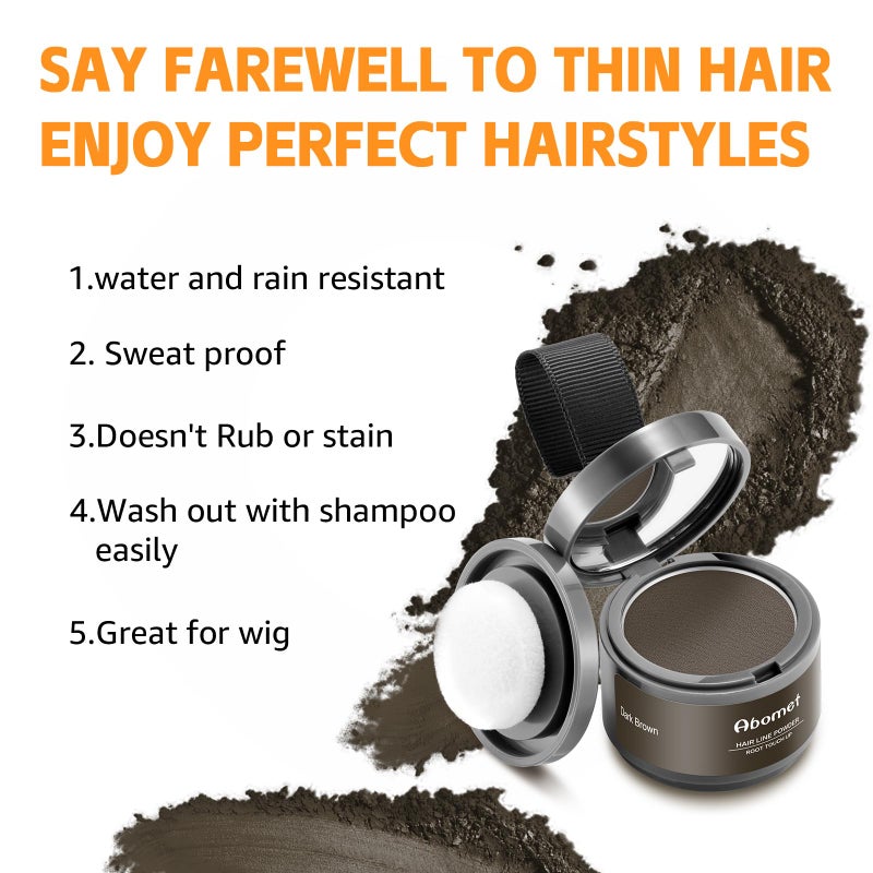 Abomet Root Touch Up Instantly Gray Hair Coverage Hairline Powder, Dark Brown, for Women Men, Hair Fibers For Thinning Hair - Image 4