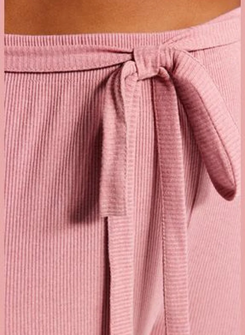 trendyol Dry Rose Corduroy Knitted Top and Bottom Set TBBAW24CP00025