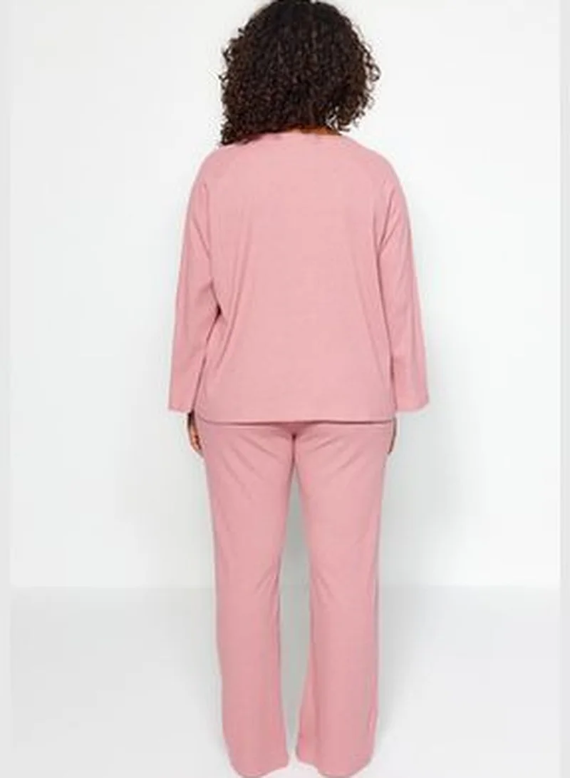 trendyol Dry Rose Corduroy Knitted Top and Bottom Set TBBAW24CP00025