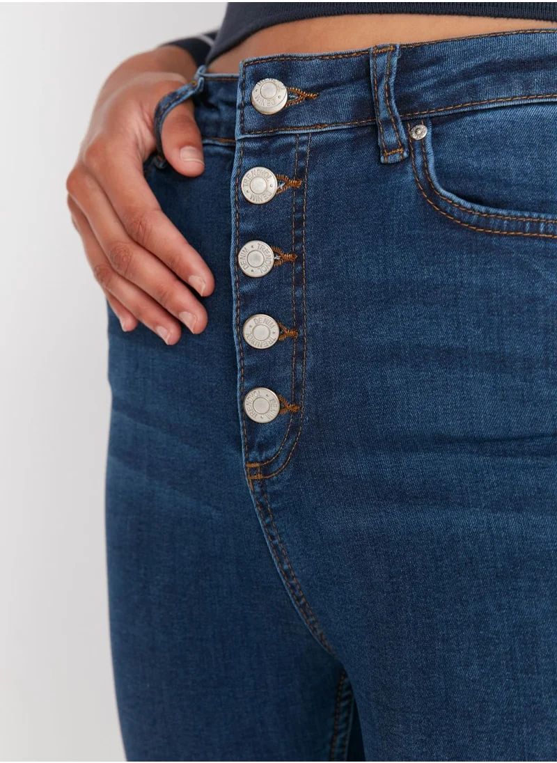 trendyol Button Detail High Waist Jeans