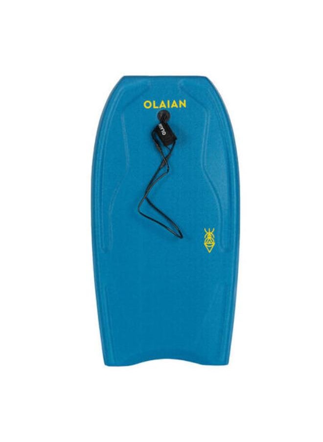 OLAIAN Bodyboard 100 blue yellow with wrist leash  - Image 2
