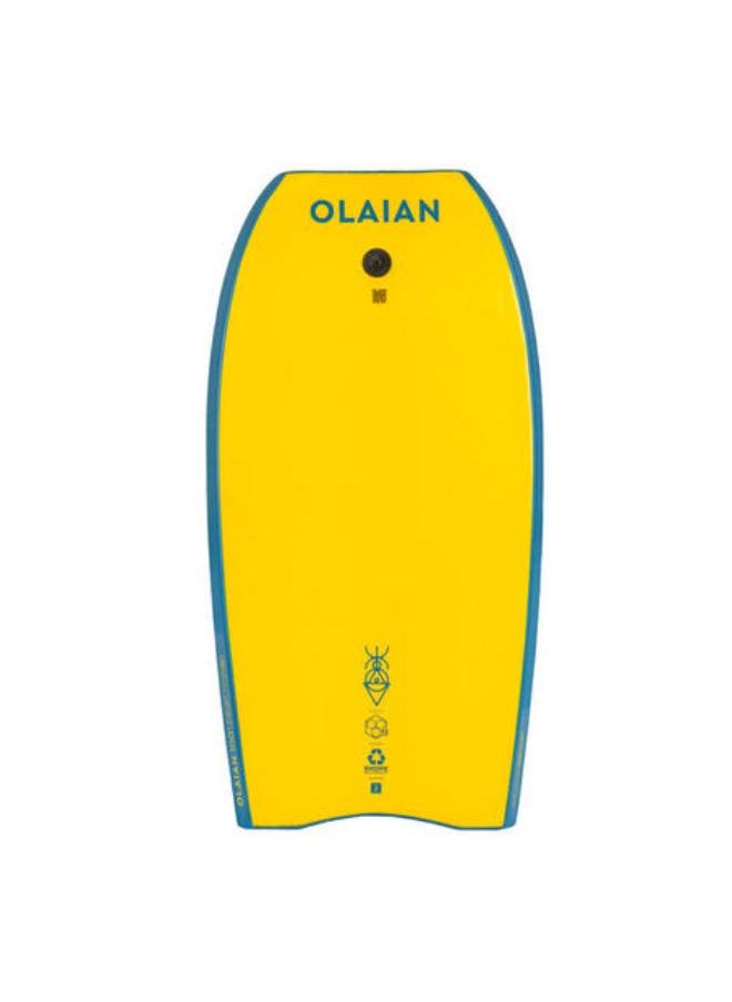 OLAIAN Bodyboard 100 blue yellow with wrist leash  - Image 4